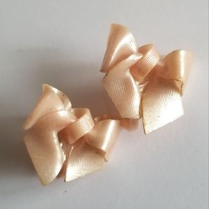 Vintage earrings pink bows puff plastic clip on coquette girl feminine girly